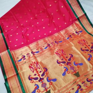 Art Silk Designer Pallu Paithani Saree – Red