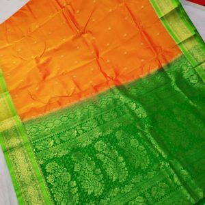 Semi Silk Kanjeevaram Saree – Orange