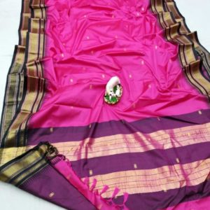 Irkal Sico Soft Cotton Silk Paithani Saree – Rani Pink