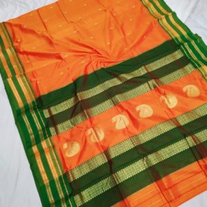 Pure Narayanpeth Silk Paithani Saree – Orange