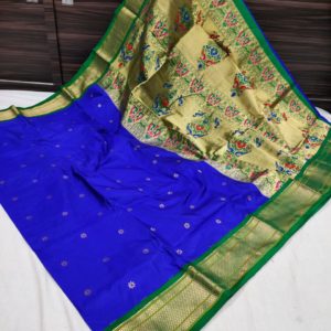 Pure Silk Kadiyal Paithani Saree (Range-2) – Blue