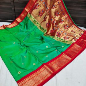 Pure Silk Kadiyal Paithani Saree (Range-3) – Sea Green