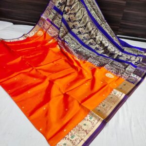Pure Silk Peshwai Paithani Saree (Range-2) – Orange