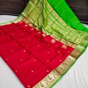 Pure Silk Peshwai Paithani Saree – Red