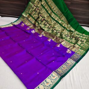 Pure Silk Peshwai Paithani Saree – Voilet